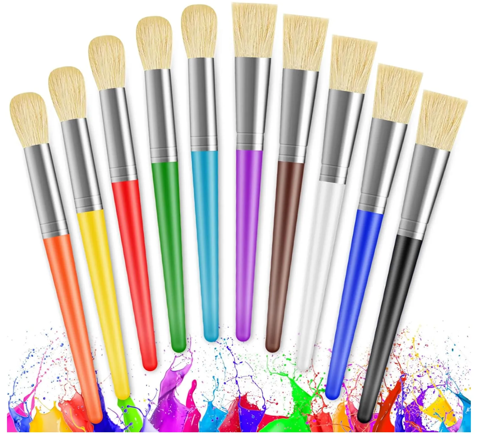 Big Washable Chubby Toddler Paint Brushes, 10 Count